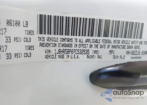 2007 Jeep Grand Cherokee Limited из США, поврежденный, VIN 1J8HR58P07C532535